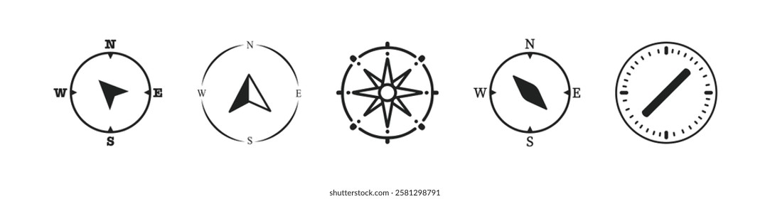 Compass icons set. Vector compass icons. Compass vectors