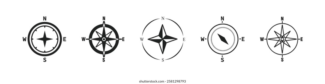 Compass icons set. Vector compass icons. Compass vectors