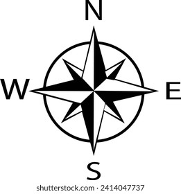 Vector de iconos de brújula aislado en fondo transparente. Símbolo de brújula. Signo de rosa eólica. Norte, Sur, Este, Oeste. Vector, Iconos de navegación de la brújula de rosa eólica, símbolo de viaje, silueta de vector plano.