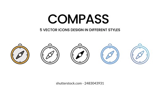 Compass icons vector set stock illustration.