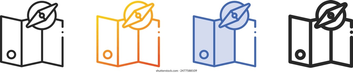 compass icon.Thin Linear, Gradient, Blue Stroke and bold Style Design Isolated On White Background