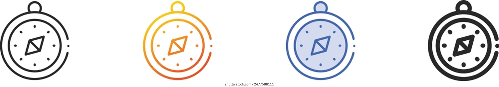 compass icon.Thin Linear, Gradient, Blue Stroke and bold Style Design Isolated On White Background