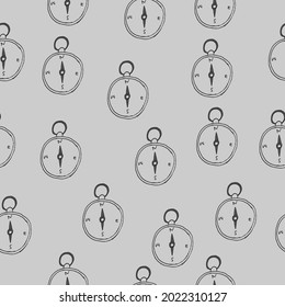 compass illustration isolated on gray background. seamless pattern. hand drawn vector. navigation, west, north, east, south. doodle art for wallpaper, wrapping paper and gift, backdrop, fabric,textile