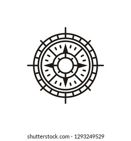 Compass illustration with mono line style logo design