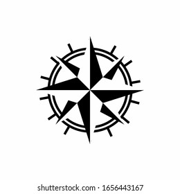 Compass illustration with mono line style logo design