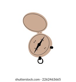 Compass illustration. Navigation equipment with wind rose. Old vintage compass vector element