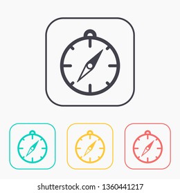 Compass illustration. Navigation vector color icon set. 