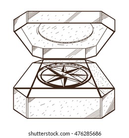 Compass. The illustration on the theme of travel and hiking.