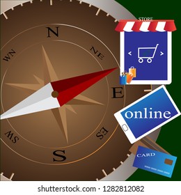 compass illustration and online stores