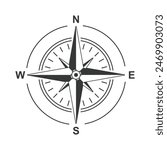 Compass illustration vector in dark colors. wind direction indication. west north east south. elegant details