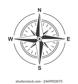 Kompass-Illustration Vektorgrafik in dunklen Farben. Windrichtungsanzeige. West Nord Süd. Elegante Details