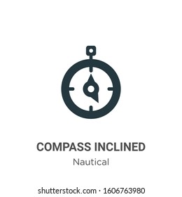 Compass inclined glyph icon vector on white background. Flat vector compass inclined icon symbol sign from modern nautical collection for mobile concept and web apps design.