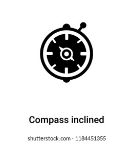 Compass inclined icon vector isolated on white background, logo concept of Compass inclined sign on transparent background, filled black symbol