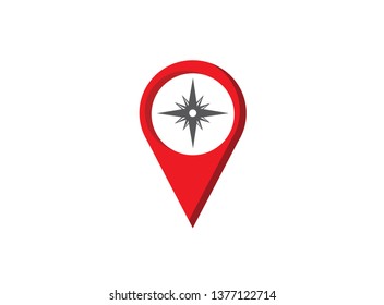 Compass with Indicators dart board in a pin symbol for logo design illustration