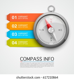 Compass Info Arrow. Key Infographic, Navigation Info Arrow, Vector Illustration