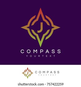 compass initial Letter J Logo design