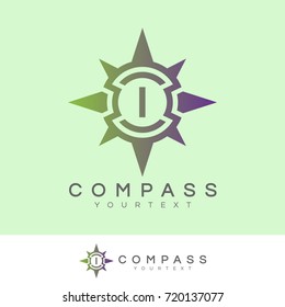 compass initial Letter I Logo design