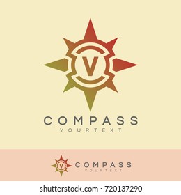 compass initial Letter V Logo design
