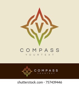 Compass Initial Letter V Logo Design