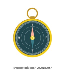 compass isolated on white background. vector flat illustration. Navigation equipment with a wind rose. Vector science compass icon. 