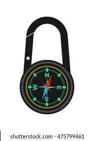 Compass isolated on white background. Flat design vector illustration