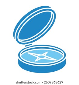 Compass isometric 3D dual tone icon, mini illustration. use for modern concept, print, UI, UX kit, web and app development. Vector EPS 10, related to learning and education, science