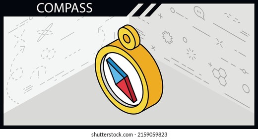 Compass isometric design icon. Vector web illustration. 3d colorful concept