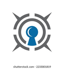 símbolo de logotipo de teclado de brújula