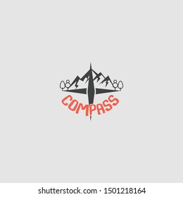 compass landscape vector logo design template with simple style