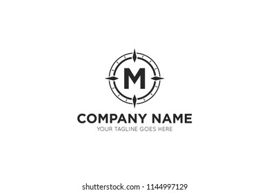 compass letter m logo, icon, symbol