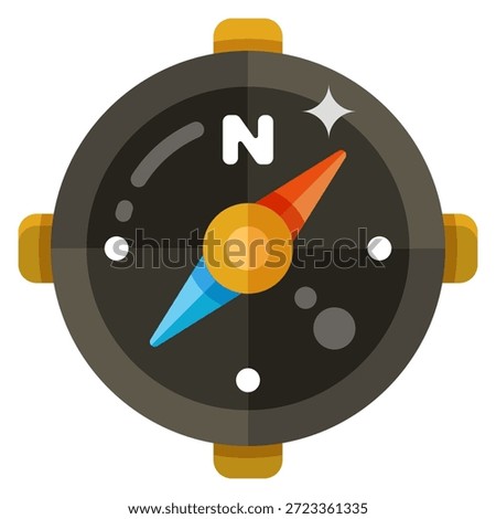 A compass with the letter N on it