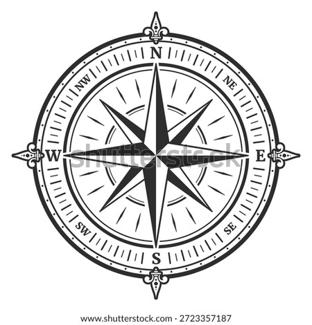 A compass with the letters NW, NE, SE, and SW on it
