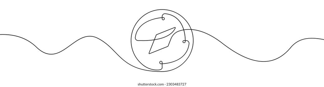 Compass line continuous drawing vector. One line Compass vector background. Compass icon. Continuous outline of Compass. Compases linear design.