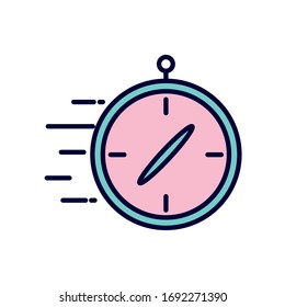 Compass line and fill style icon design, Tool navigation location north south west east travel map and adventure theme Vector illustration