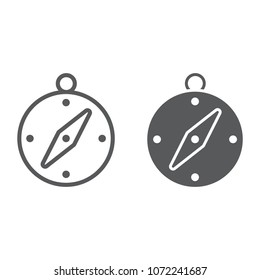 Compass line and glyph icon, navigator and travel, adventure sign vector graphics, a linear pattern on a white background, eps 10.