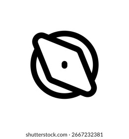 Ícone de linha de bússola é projetado em um estilo facilmente reconhecível. É adequado para uma variedade de necessidades visuais, como mídia digital ou outros projetos de design gráfico