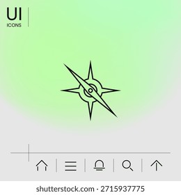 Icono de línea de brújula. Elemento para su diseño
