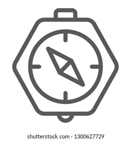 Compass line icon, geography and direction, navigation sign, vector graphics, a linear pattern on a white background, eps 10.