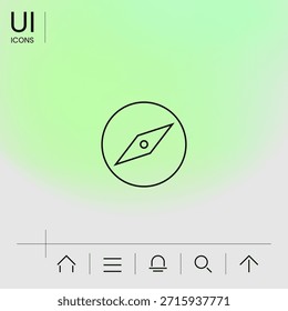 Icono de línea de brújula. Elemento gráfico para su diseño