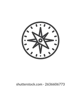 Compass line icon. linear style sign for mobile concept and web design. Traditional navigation compass outline vector icon. Symbol, logo illustration. Vector graphics