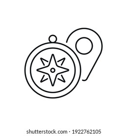 Compass line icon. Marine and land navigation, direction guide tool. Travel.  Editable stroke