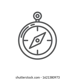 Compass line icon. Minimalist black icon isolated on white background. Compass simple silhouette. Web site page and mobile app design vector element.