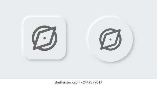 Compass line icon in neomorphic design style. Exploration signs vector illustration.