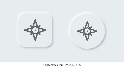 Compass line icon in neomorphic design style. Exploration signs vector illustration.