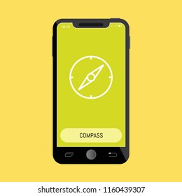 Compass Line Icon on Mobile Screen.