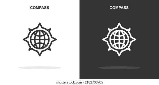compass line icon. Simple outline style.compass linear sign. Vector illustration isolated on white background. Editable stroke EPS 10