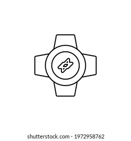 Compass line icon. Simple style camping travel poster background symbol. Logo design element. T-shirt printing. Vector for sticker.