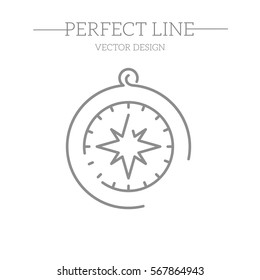 compass line icon, symbol, logo, emblem. Contour Design.