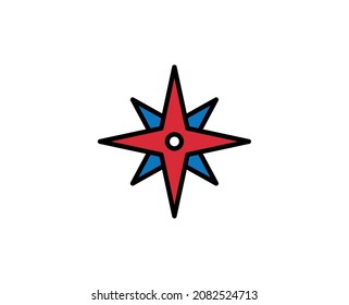 Icono de línea de brújula. Símbolo vectorial en estilo plano y a la moda sobre fondo blanco. Cantar de viajes para diseño.