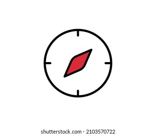 Icono de línea de brújula. Símbolo vectorial en estilo plano y a la moda sobre fondo blanco. Cantar de viajes para diseño.